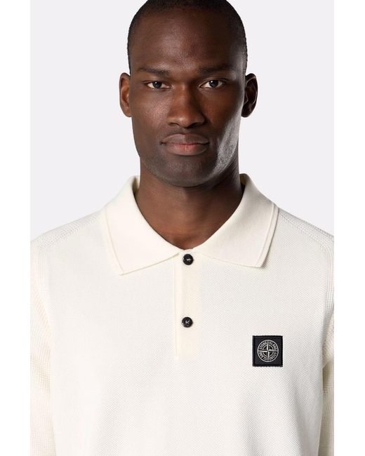 Stone Island Blue S00b5 Knitted Polo for men