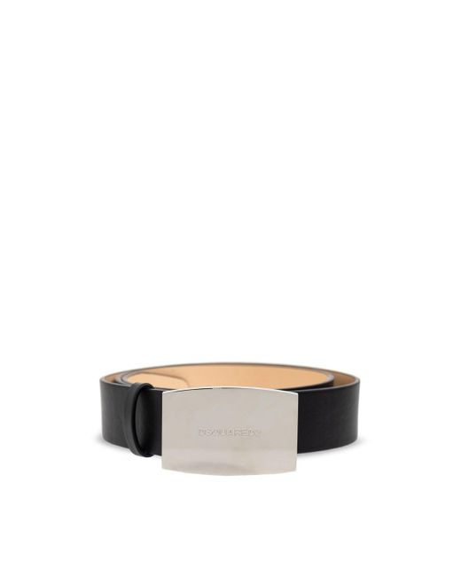 DSquared² Black Text Branding Letaher Belt for men