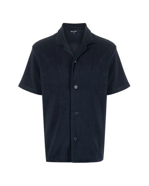 Paul Smith Blue Short Sleeved Toweling Striped Shirt for men