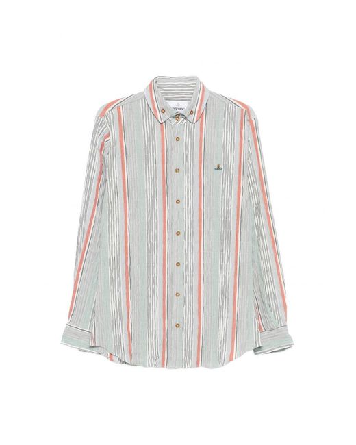 Vivienne Westwood White 2 Button Stripe Krall Shirt for men