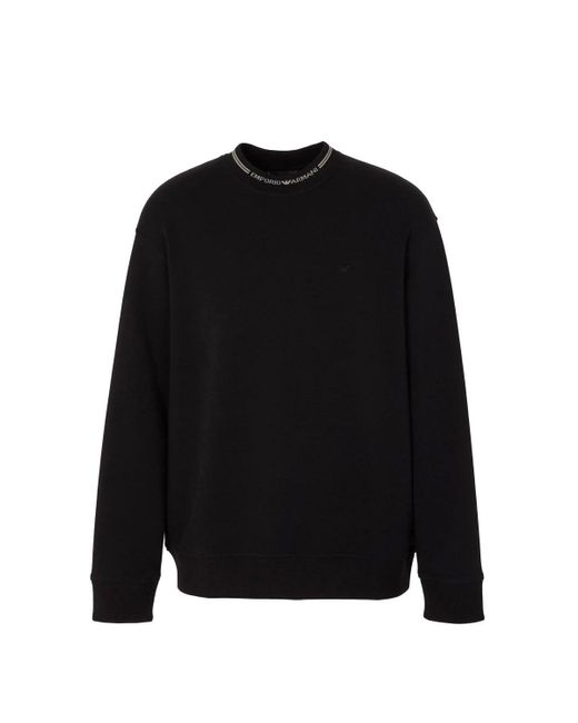 Emporio Armani Cotton Logo Neck Sweatshirt Black for men
