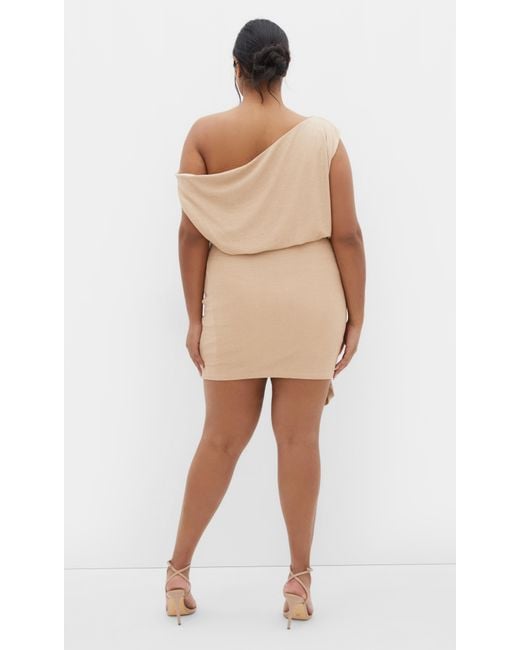 City Chic Plus Size Paloma Metallic Dress in Natural | Lyst