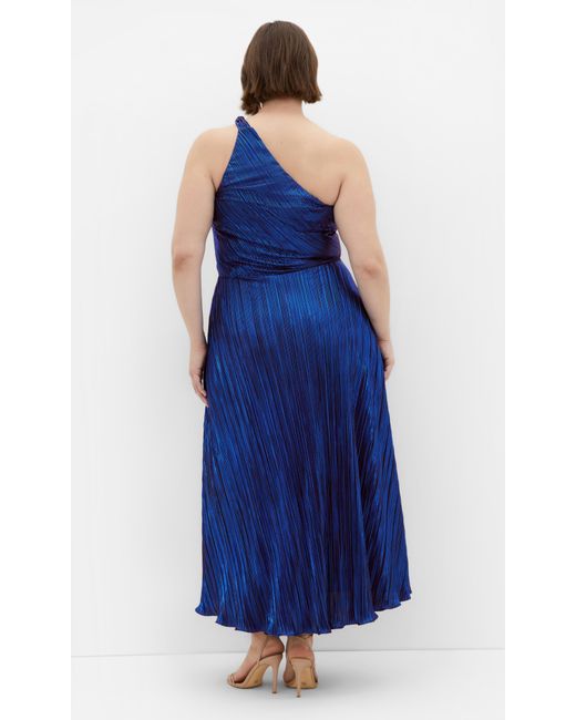 City Chic Plus Size Kamila One Shoulder Metallic Dress in Blue | Lyst