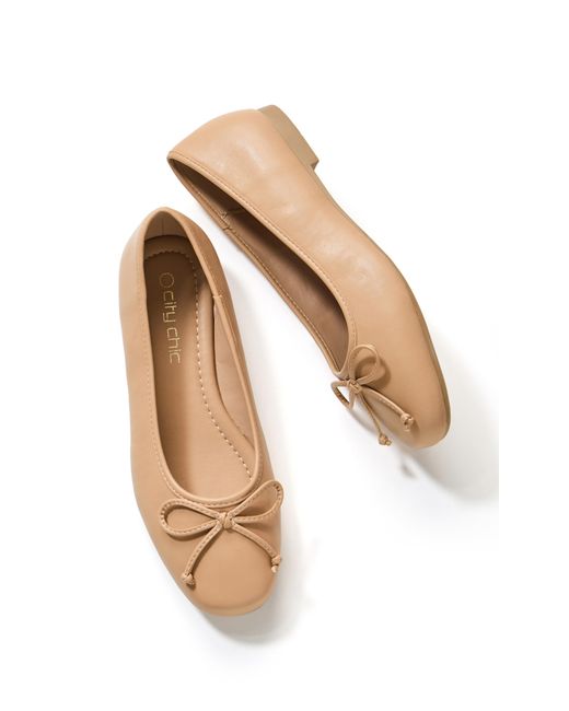 City Chic Natural Plus Size Ella Ballet Flat
