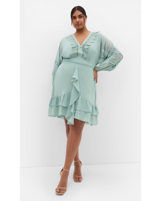 City Chic Women's Green Plus Size Dress Annika - thefunkyskunk.ie