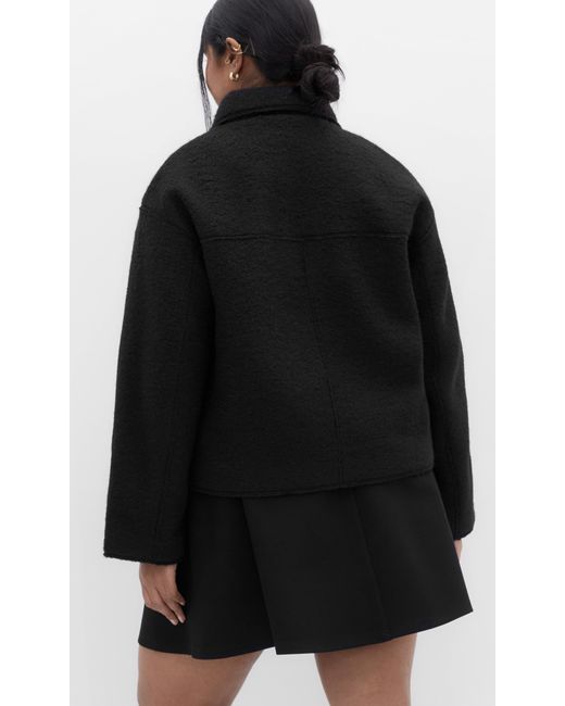 City Chic Black Plus Size Boucle Zip Front Jacket