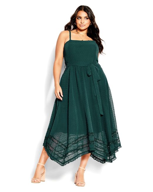 City Chic Women's Green Plus Size Flirty Nature Dress - laplaya.ma