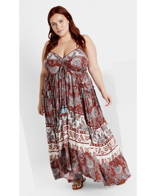 City Chic Plus Size Lilah Love Maxi Dress Ginger in Red | Lyst