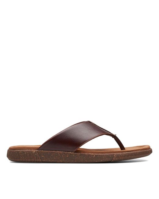 clarks brown leather flip flops