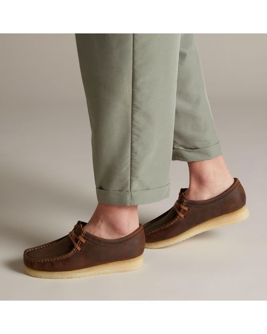 Clarks Lace Wallabee. Moccasin in Brown - Lyst