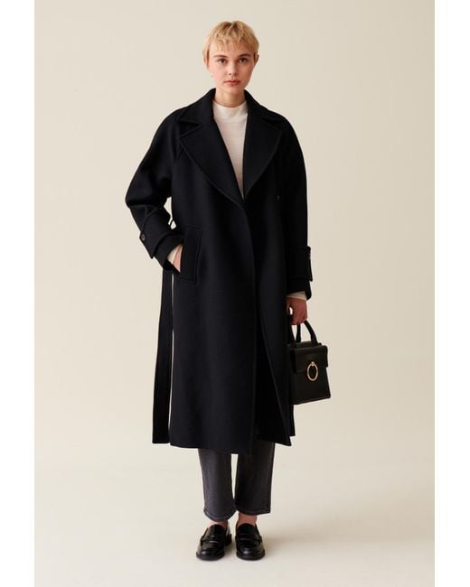 Claudie Pierlot Black Mid-Length Wool Blend Coat