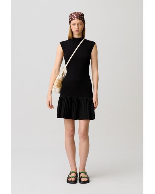 Claudie Pierlot Black Pleated Knit Dress