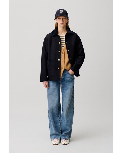 Claudie Pierlot Blue Short Wool Tailored Coat