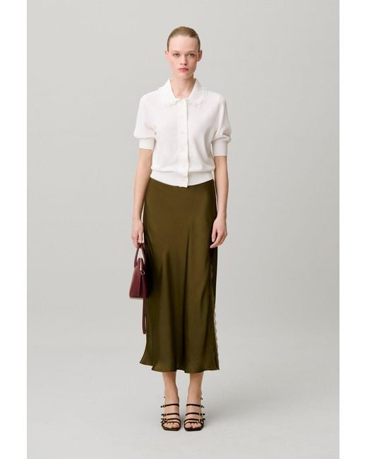 Claudie Pierlot White Satin Lace Skirt