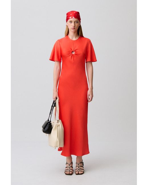 Claudie Pierlot Red Satin Maxi Dress