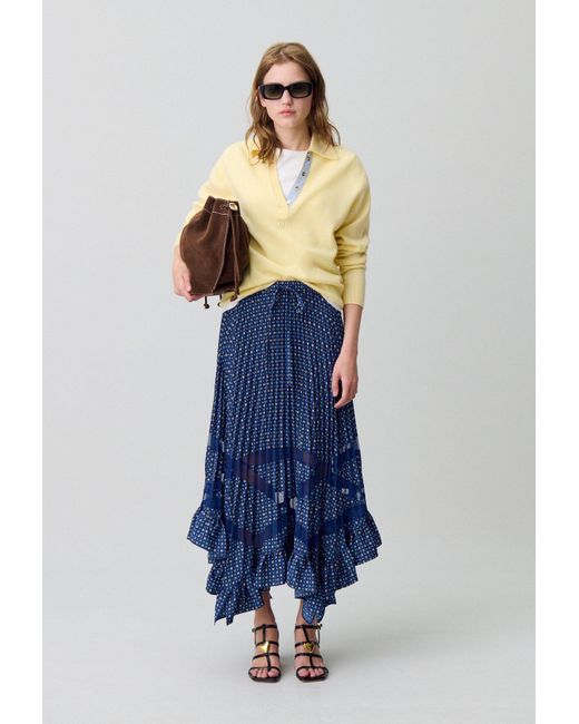 Jupe Longue Plissée Imprimée Claudie Pierlot en coloris Blue