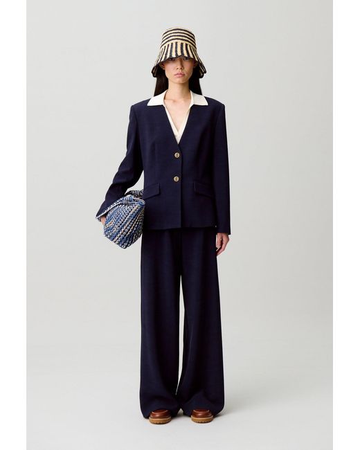 Claudie Pierlot Blue Fitted Tailored Jacket