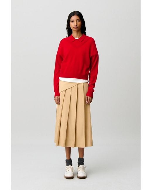 Claudie Pierlot Red V-Neck Wool Jumper