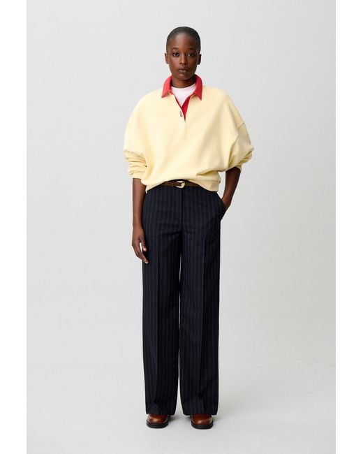 Claudie Pierlot Blue Striped Wool Blend Trousers