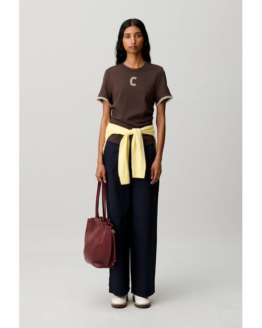 Claudie Pierlot Brown Draped Short Sleeve T-Shirt