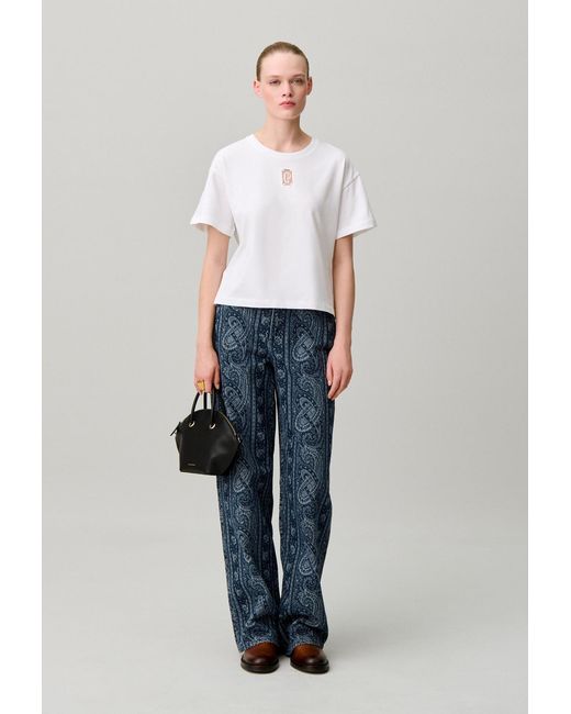 Claudie Pierlot White Wide Cropped Cotton T-Shirt