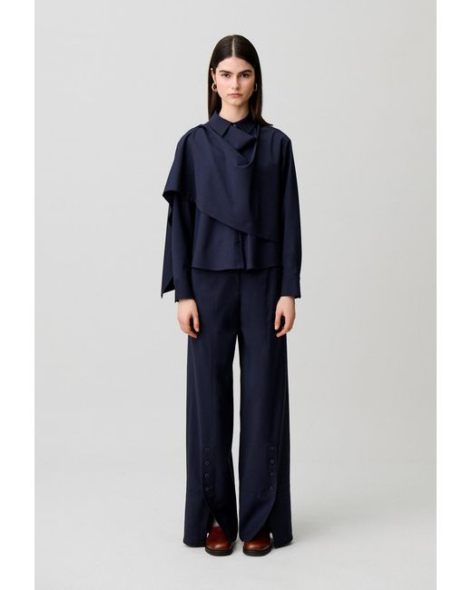 Claudie Pierlot Blue Wool Blend Shawl Jacket