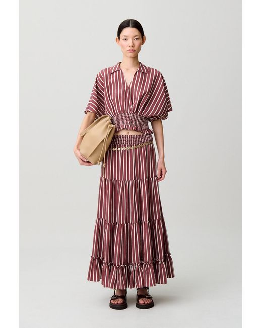 Claudie Pierlot Red Flowy Striped Top