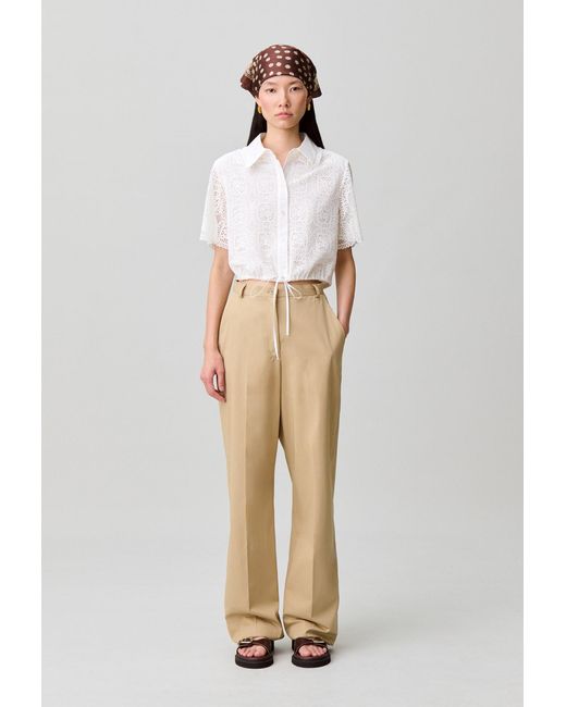 Claudie Pierlot Natural Cropped Lace Shirt