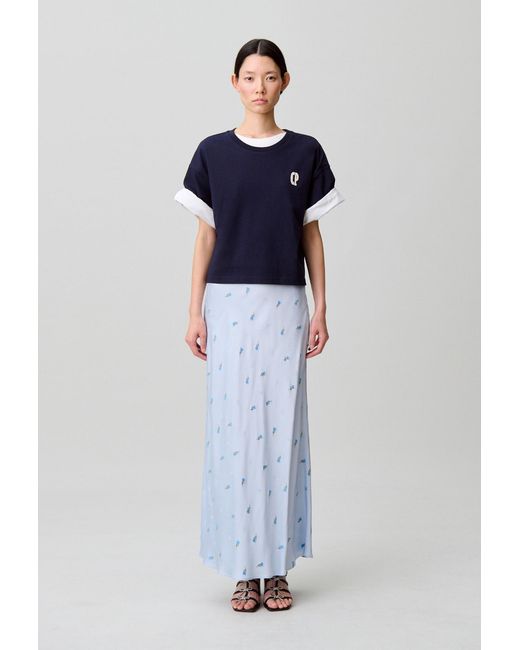 Claudie Pierlot Blue Floral Satin Skirt