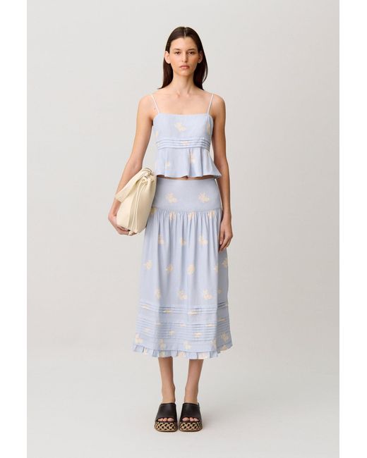 Claudie Pierlot White Floral Midi Skirt