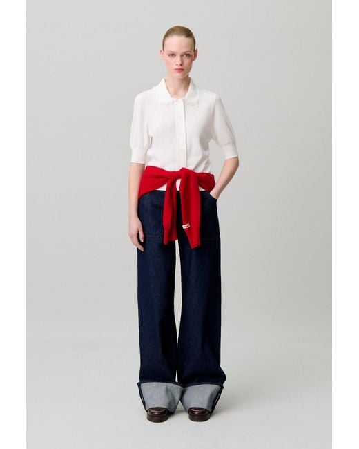 Claudie Pierlot Red Lace Knit Cardigan