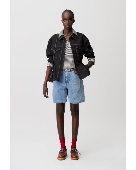 Claudie Pierlot Blue Straight-Leg Denim Shorts
