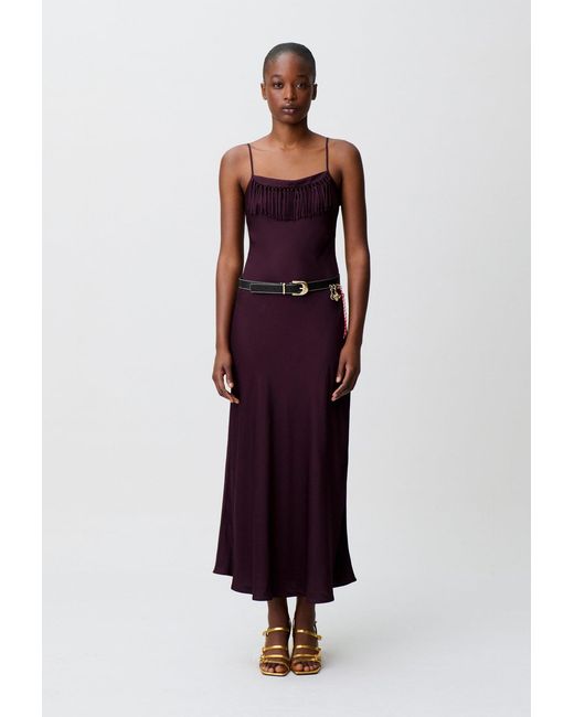 Claudie Pierlot Red Flowy Fringed Satin Dress