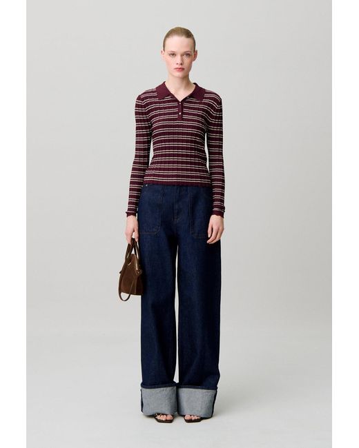 Claudie Pierlot Blue Multicoloured Striped Knit Jumper