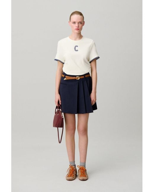 Claudie Pierlot White Draped Short Sleeve T-Shirt