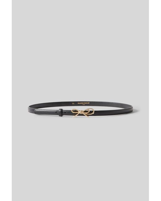 Claudie Pierlot Gray Leather Bow Belt