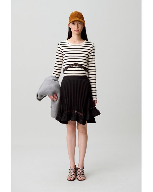 Claudie Pierlot Black Asymmetric Lace Skirt