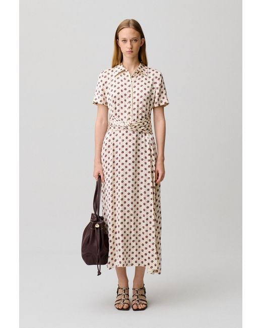 Claudie Pierlot Natural Floral Print Satin Dress
