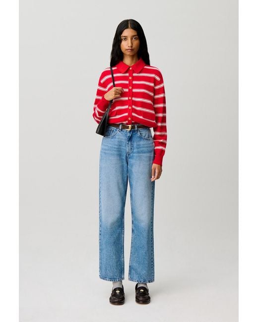Claudie Pierlot Red Striped Cardigan