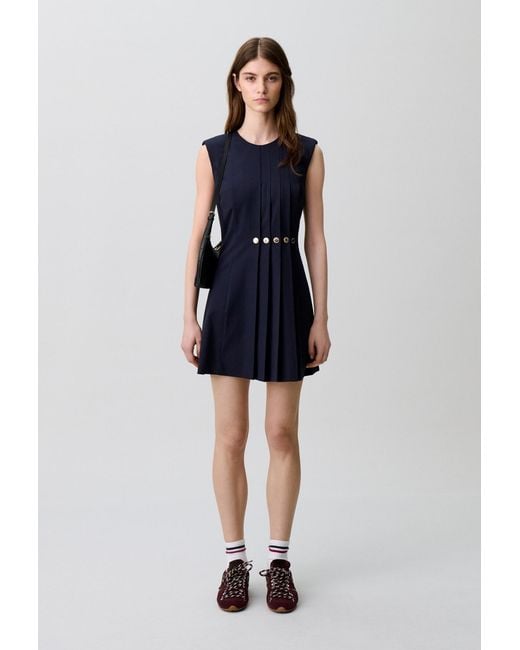 Claudie Pierlot Blue Fitted Wool Blend Dress
