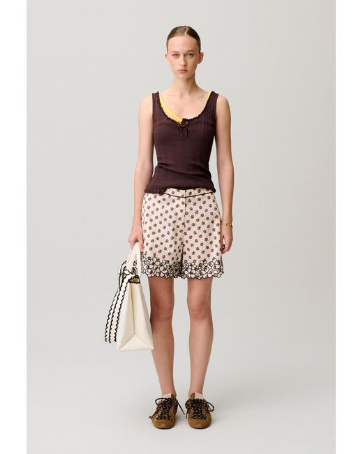 Claudie Pierlot Multicolor Floral Embroidered Poplin Shorts