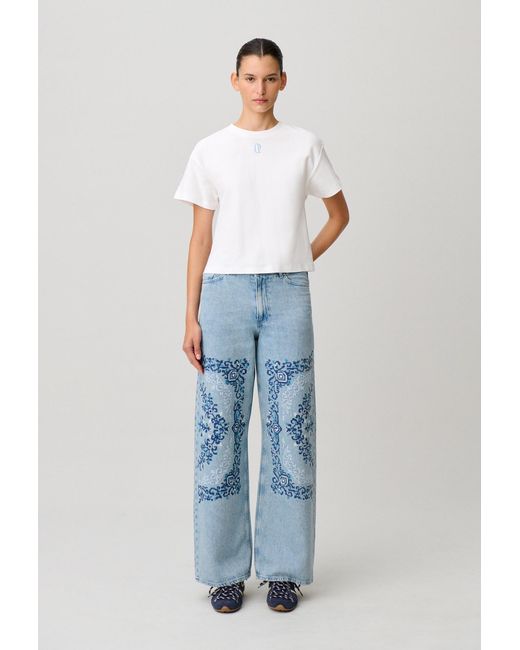 Claudie Pierlot Blue Embroidered Cotton T-Shirt