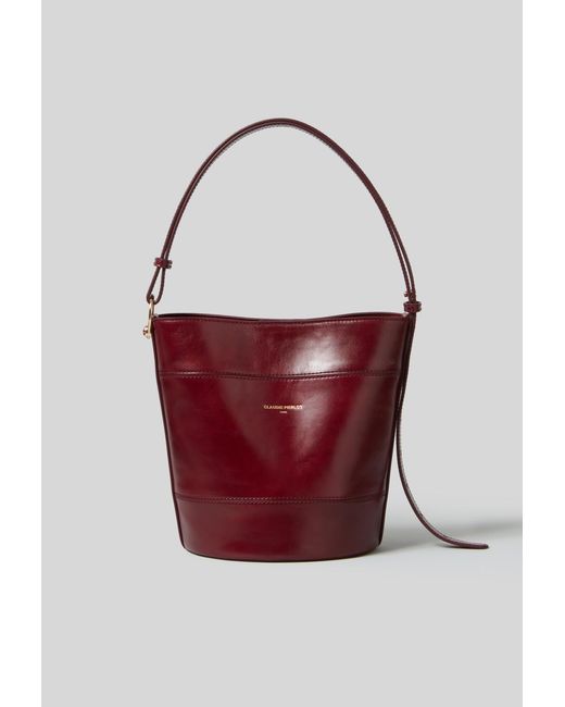Claudie Pierlot Red Solveig Leather Bucket Bag
