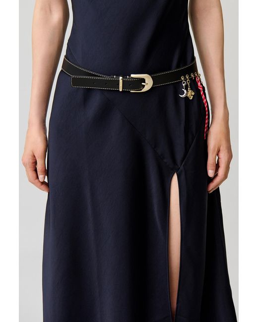 Claudie Pierlot Gray Leather Eyelet Belt With Charms
