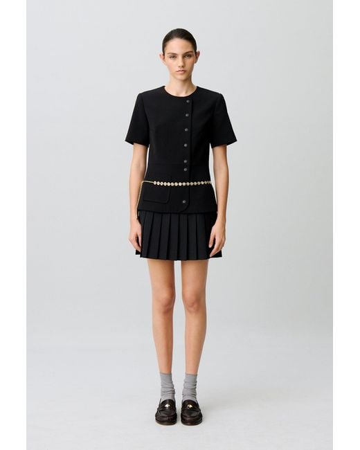 Claudie Pierlot Black Short Pleated Peplum Dress