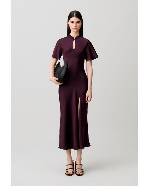 Claudie Pierlot Blue Flowy Victorian Collar Dress