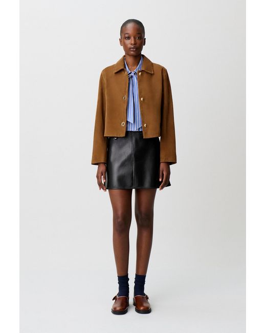 Claudie Pierlot Natural Short Suede Leather Jacket