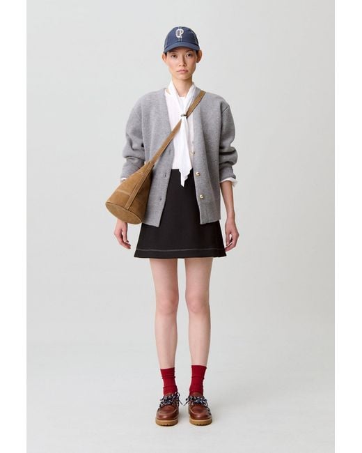 Claudie Pierlot White Contrast Stitch Straight Skirt
