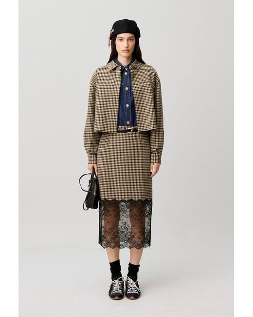 Claudie Pierlot Multicolor Straight Checked Skirt