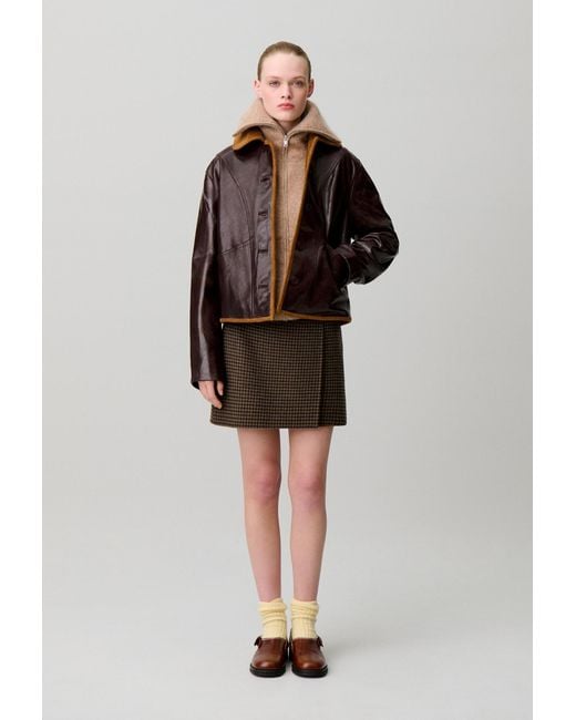Claudie Pierlot Red Shiny Effect Leather Jacket